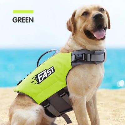 Gilet de sauvetage pour animaux de compagnie Sécurité pour chien en été Mode Réglable Réfléchissant Dans la piscine ou pour le surf Gilet de sauvetage pour chien (Green,S) vert