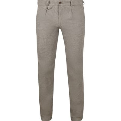 Suitable Chino broek Pico Pleat Flanel Print Beige - Maat 98 - Heren - Mannen broeken