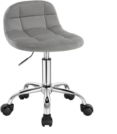 OKWISH Bureaustoel Met Wieltjes Verstelbaar Draaibaar Ergonomisch Fluweel Lichtgrijs Voor Thuis Kantoor