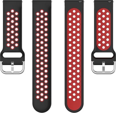 Siliconen bandje - geschikt voor Huawei Watch GT Runner 2 / GT 2(e) 46 mm / GT 3 / 4 / 5 (Pro) 46 mm / Watch 3 (Pro) / Watch 4 (Pro) / GT 6 (PRO) 46mm - zwart-rood
