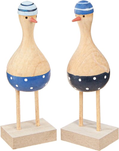 Maritieme decoratieve meeuwen van hout blauw donkerblauw H14cm 6 st, 6