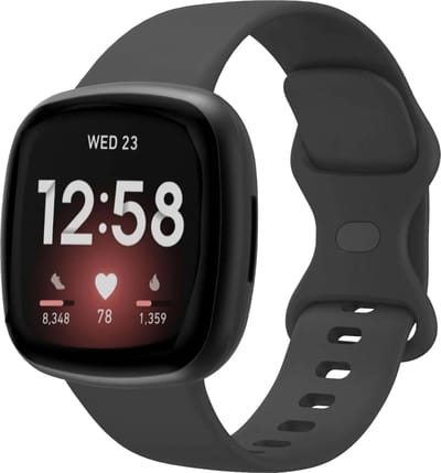Strap-it siliconen smartwatch bandje geschikt voor Fitbit Versa 3 / Versa 4 / Sense / Sense 2 (zwart – maat L) – flexibel en waterbestendig horlogebandje voor Fitbit smartwatches