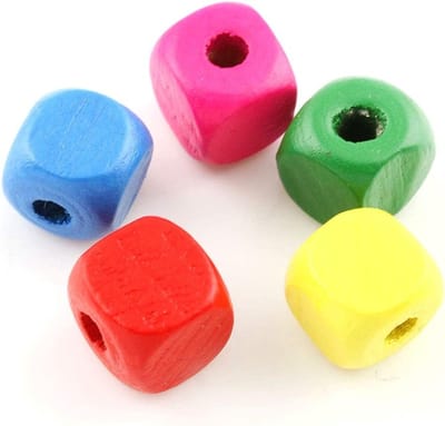 150 stuks houten kubussen, houten kralen, 8 mm, kleurrijke mix, kleur om te rijgen, kubus om te knutselen, 2,5 mm, met gat, spacer-kralen voor doe-het-zelf sieraden, kunst, handwerk
