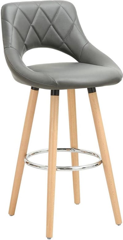 Bolt Edge Barkruk - Industrial - Grijs - Kunstleer - Met rugleuning - Set van 1