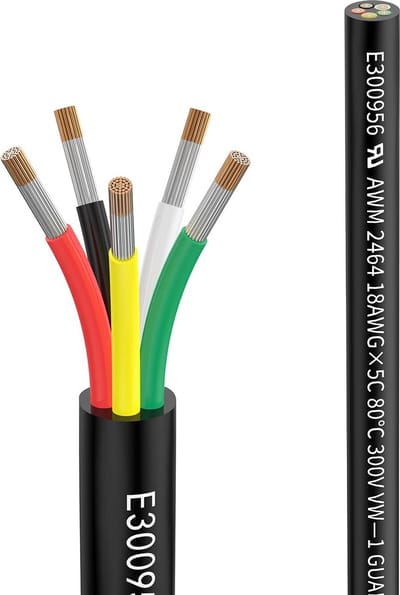 Verlengkabel 5 Meter 18 AWG 5 Aders 0,75 mm² Vertind Koper voor 5V tot 300V