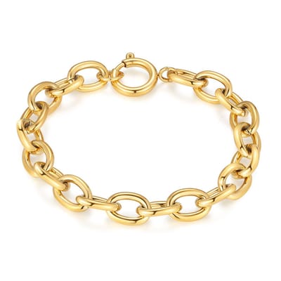 Twice As Nice Armband in goudkleurig edelstaal, brede ovale schakels 18cm