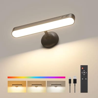 Draadloze LED Wandlamp met Oplaadbare Batterij en Afstandsbediening - 360° Draaibaar, Dimbaar, 15 RGB-kleuren