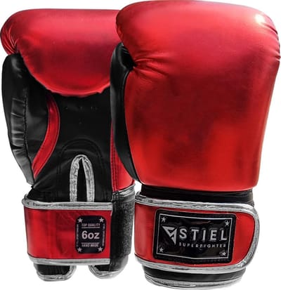Stiel Superfighter Bokshandschoenen - Rood met zwart (Beschikbaar in verschillende maten)