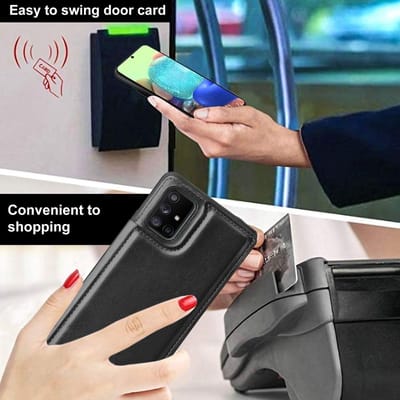 ShieldCase Hoesje geschikt voor Samsung Galaxy A71 bookcase - Lederen Walletcase met pasjeshouder - Opvouwbaar - geschikt voor meerdere pasjes - zwart