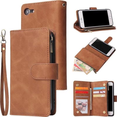 Geschikt voor Apple iPhone SE 2020 Bookcase - Bruin - Portemonnee hoesje