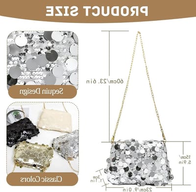 Glinsterende Crossbody Tas voor Dames, Schitterende Schoudertas met Verstelbare Band voor Feest, Prom en Bruiloft