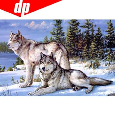 Wolf Getelde Kruissteek Kits Plak Schilderij De Woonkamer Handwerk Kits Diamant Borduurwerk 20X30