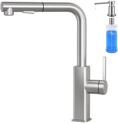 Cecipa Max Keukenkraan met Uittrekbare Uitloop - Handdouche met Slang - Met Zeepdispenser 300ML - Uittrekbaar - 2 straalsoorten - Chroom