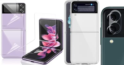 Hoesje geschikt voor Samsung Galaxy Z Flip 3 Siliconen Hoesje + Ultratouch Folie Screenprotector + Camera Lens Tempered Glass Screen Protector