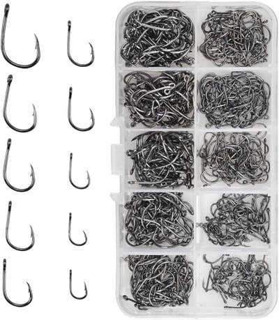 500 Stuks Carbon Stalen Vissen Haken voor Zee- en Zoetwatervissen, Perfect voor Karper, Baars en Diverse Vissportaccessoires, Maten No.3 tot No.12