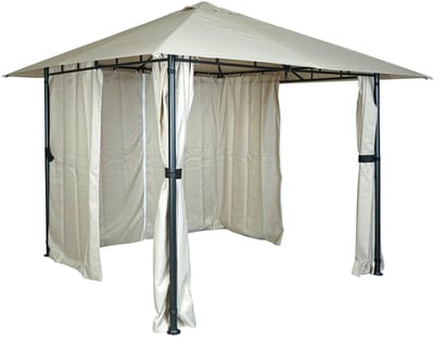 Pergola MCW-J63, tuinpaviljoen terrasoverkapping met zijwand, 3x3m ~ crème-beige