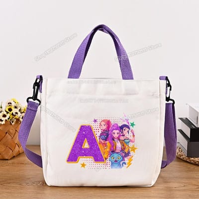 Mooie KPop Demon Jagers Canvas Schoudertas Multifunctionele Dames Handtas Cartoon Meisje Tote Student Schooltas Vrouwen Stof Laptoptas blue