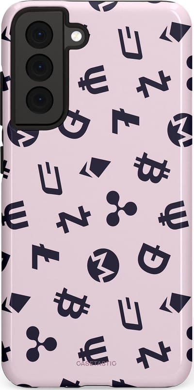 Casetastic Hoesje Geschikt voor Samsung S21 FE - Stijlvolle Beschermende Duo-layer Case - Crypto flow