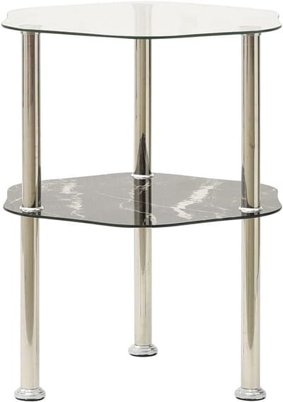 2-laags bijzettafel met glazen blad en metalen frame