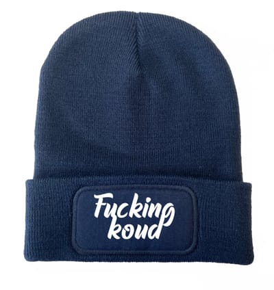 Fucking koud wintermuts navy | wit - soBAD. | Wintersport | Après ski verkleedkleren | Unisex | Heren en Dames Beanie