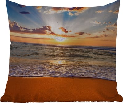 Tuinkussen - Strand - Zonsondergang - Zee - Wolken - Horizon - 40x40 cm - Weerbestendig