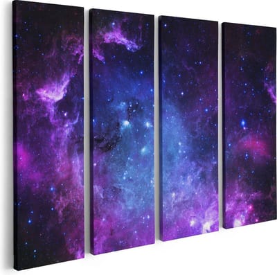 Artaza Canvas Schilderij Vierluik Ruimte in het Paars Blauw  - 80x60 - Foto Op Canvas - Canvas Print