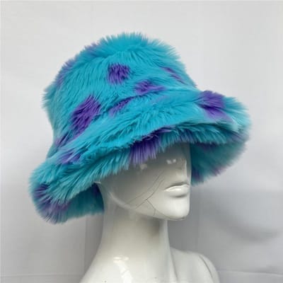 Nouveau Chapeau Seau Chaud d'Hiver pour Femmes en Fausse Fourrure Mode Large Bord Couleur Unie Chapeaux de Pêcheur Extérieur Hommes Vacances Décontracté Casquette Panama blue