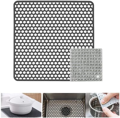 Dailygoods- Gootsteenbeschermer - Siliconen - 34,5 cm x 34,5 cm - Antislip - Keukenafvoermat - Herbruikbaar - Snelle droging - Afvoermat