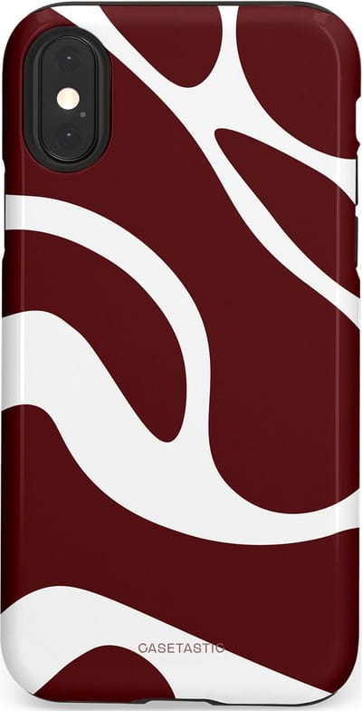 Casetastic Hoesje Geschikt voor Apple iPhone X/Xs - Stijlvolle Beschermende Duo-layer Case - Bordeaux Swirl