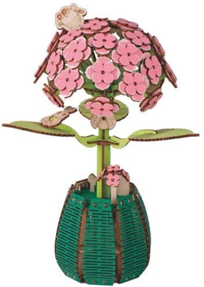 Hortensia - 3D Puzzel met Handleiding - DIY - Miniatuur Modelbouw Hout Kinderen en Volwassenen - Houten bouwpakket - Assemblr