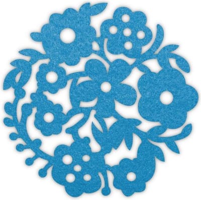 Bloemenkrans vilt onderzetters - Lichtblauw - 6 stuks - ø 9,5 cm - Tafeldecoratie - Glas onderzetter - Cadeau - Woondecoratie - Woonkamer - Tafelbescherming - Onderzetters Voor Glazen - Keukenbenodigdheden - Woonaccessoires - Tafelaccessoires