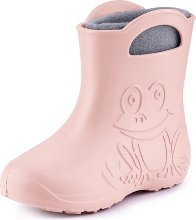 Ladeheid LA-CA-FrogWinter Kinder Regenlaarzen - Rubber - met Binnenschoen - EVA - Wasbare Binnenschoen - Poederroze - 24/25