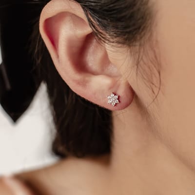 Hey Happiness Sunburst Stud Oorbellen Dames 925 Zilver 18K Verguld - Met Zirkonia Zonvorm - Roségoud