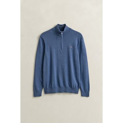 Gant Trui Classic Cotton Half Zip Denim Blue / male
