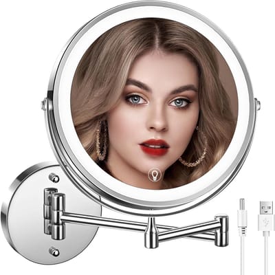 Verlichte Make-up Spiegel - Vergrotende Spiegel Schminkspiegel - Gezichtsverzorging - 3 Kleurlichten - 203 cm - Zilver