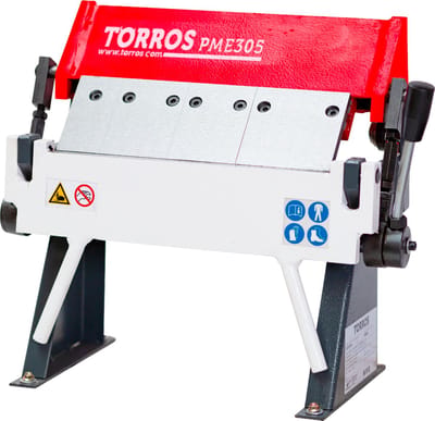 Handbediende zetbank tafelmodel werkbreedte 305 mm plaatdiktes tot 1 mm gesegmenteerd bovenmes Torros PME305