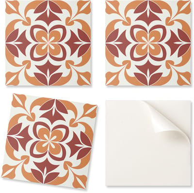 Set vinyltegels met bloemenprint en bladeren, 20x20x20 cm