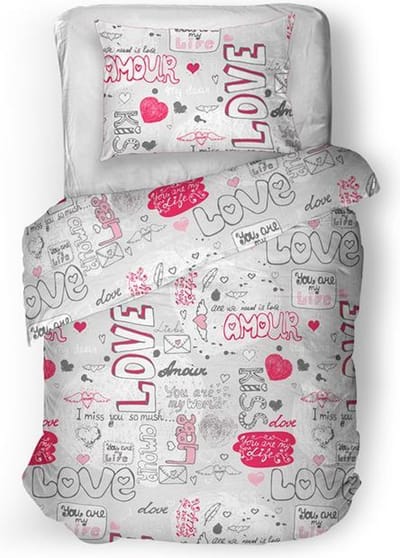 Snoozing Kiss - Dekbedovertrek - Eenpersoons - 140x200/220 cm - Grey
