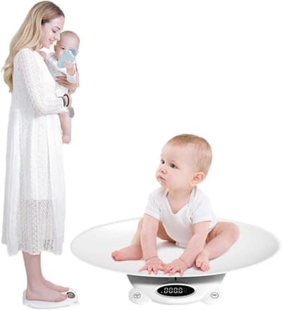 Digitale babyweegschaal - Groeimeter pasgeborenen - Groei volgen - Gesplitst ontwerp - 120 kg capaciteit - Wit