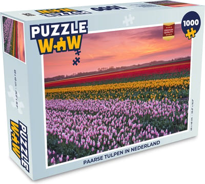 Puzzel Paarse tulpen in Nederland - Legpuzzel - Puzzel 1000 stukjes volwassenen