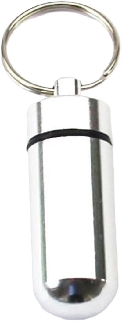 Pillendoosje I Aluminium Pillenkoker I Medicijn Doosje I Pil Box I Sleutelhanger | Waterdicht I 5 x 1.5 CM I Zilver