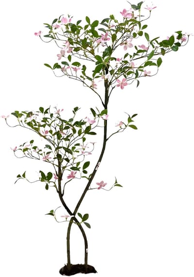 Kunstmatige jasmijnplant - Voor huis en kantoor - Kunstbloemboom, decoratief, geschikt als cadeau - Witte bloempot - Roze-150cm