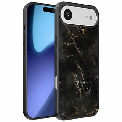 Geschikt voor iPhone Air Telefoonhoesje met marmer opdruk - TPU backcover case black marble design - Zwart - Smartphonica geschikt voor iPhone 17 Air