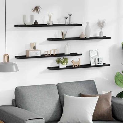vidaXL - Wandschappen - 4 - st - 80x9x3 - cm - zwart