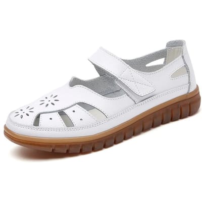 Nieuwe Zomer Dames Sandalen Dames Sandalen Comfortabele Flats Wandelsandalen Dichte Teen Strand Schoenen Dames Schoenen 35 white