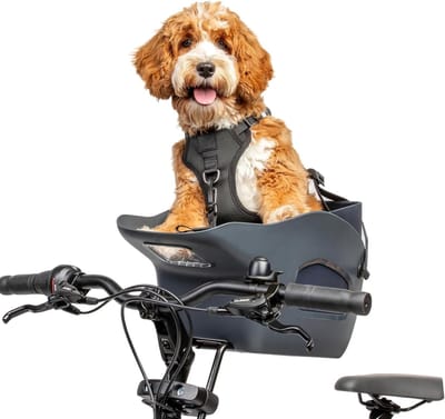 Fietsmand voor Honden - Hondenmand Fiets - Samen Fietsen - Bekroond Design - Tot 12kg - Grijs