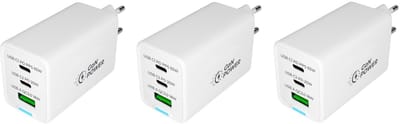3 stuks OneOne 50W super snellader met 3 poorten. USB A en 2x USB C. Compacte GAN Quick Charge lader. PD PPS oplader adapter past op Apple iPhone 16 Pro Max, iPhone 16e, iPad 9, iPad 10, iPad Air 4, iPad Air 5, iPad Mini 6, iPad Pro 11, iPad Pro 12.9