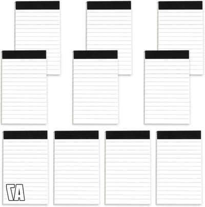 Set van 10 A7 Notitieblokken met Lijnen - Mini Schrijfblokken voor Werk, Studie en Thuisgebruik, 30 Vel per Blok