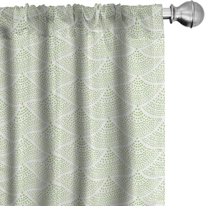 ABAKUHAUS Gordijnen met visschubbenpatroon – 2x75x175 cm – appelgroen/wit – microvezel