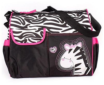 Waterdichte luiertas voor ouders - Schoudertas met verschoningsmat in zebra- en roze patroon